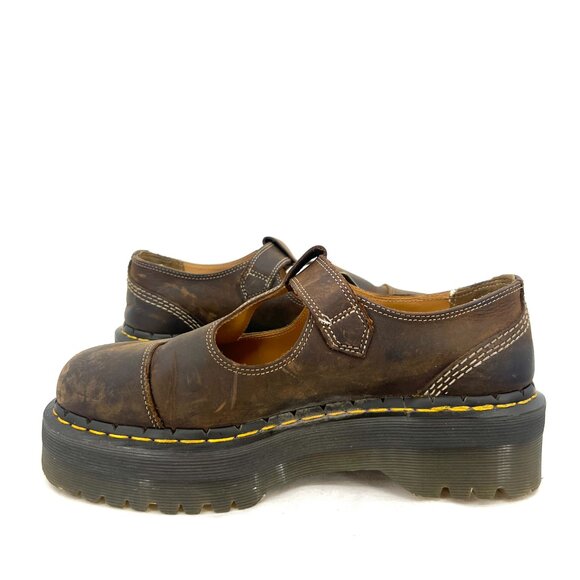 Dr. Martens Doc Martens Bethan Leather Platform Mary Janes Brown Women's 9 - Picture 2 of 10